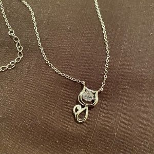 sterling silver necklace & cat pendant